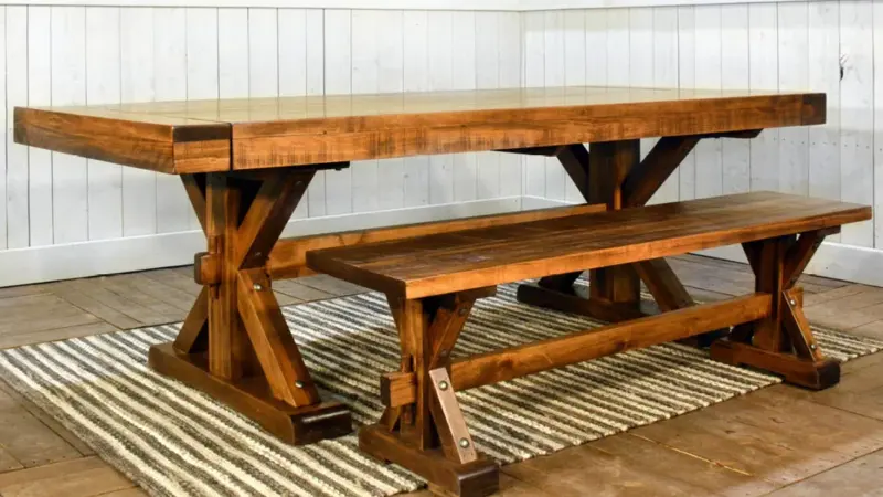 Chunky Wood Dining Tables With Thick Tops, Legs, and Corner Posts