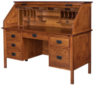 Roll Top Desk Solid Oak Wood - Executive Oak Desk 54x24x45 Home Office  Secretary Organizer Roll Hutch Top Easy Assembly Quality Crafted