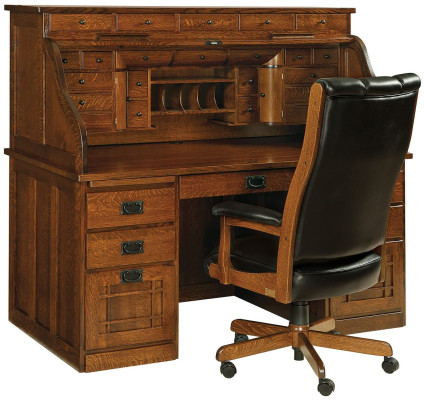 Traditional Roll-Top Desk - This Oak House, Handcrafted Furniture